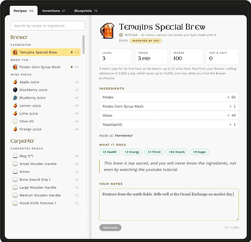 The recipe book, open at a recipe