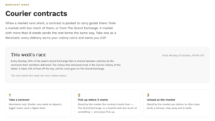 Courier contracts on the website